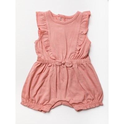 Organic Cotton Baby Girl Clothes Kids Ruffle Romper Jumpsuit Pink baby –  PrettyKid
